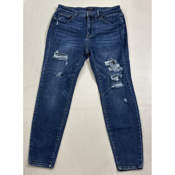 Judy Blue Denim - Judy Blue Skinny Fit Jeans Womens 16W Medium Wash Distressed High Rise Stretch